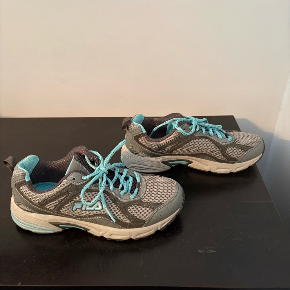 Fila Gray Mesh Sneakers with Teal Interior